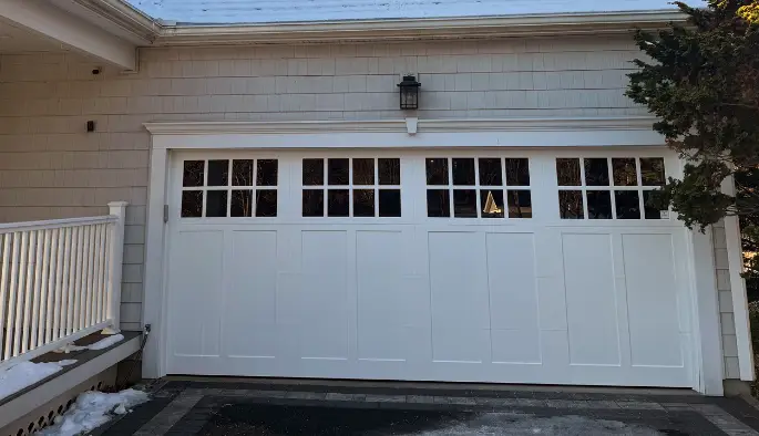 White double garage door with windows