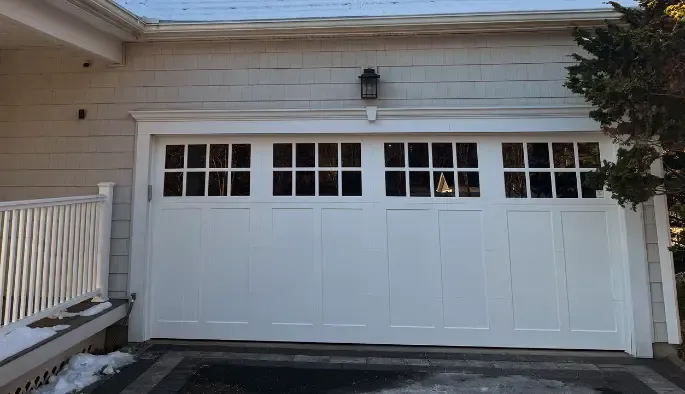 White double garage door with windows
